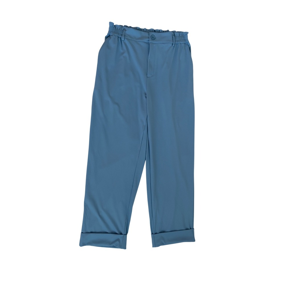 Halara Women Medium Dusty Blue High Waisted Cuffed Paperbag Trousers Pants
